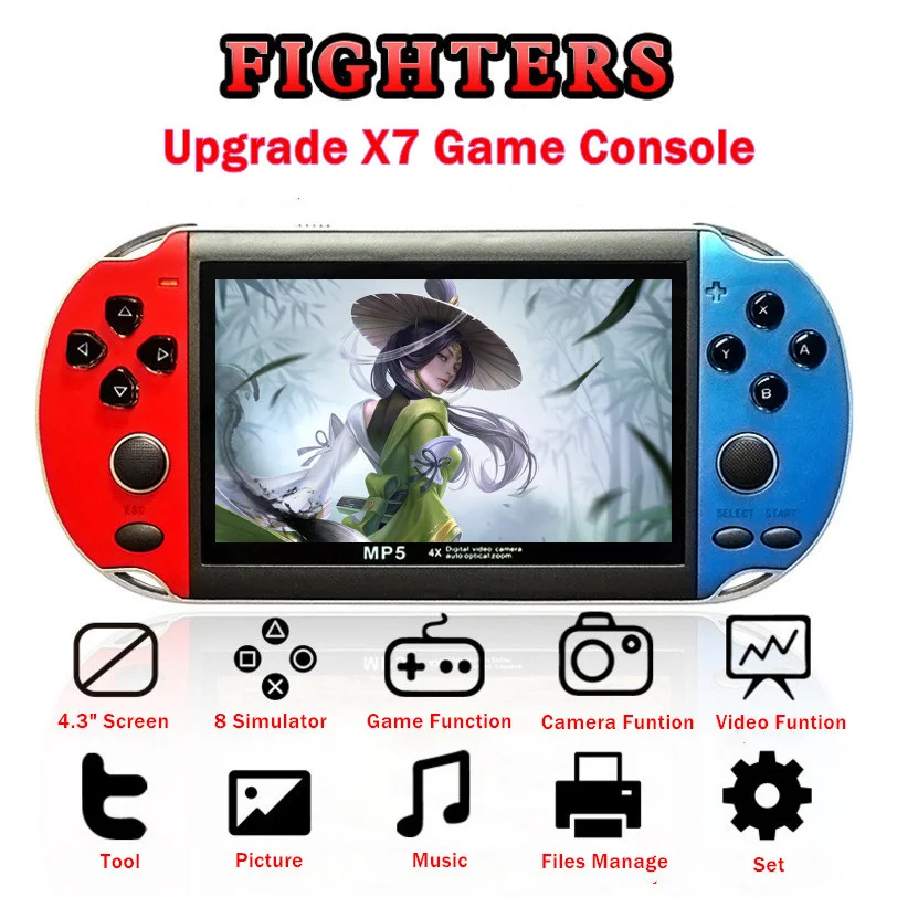 Новая портативная мини консоль для видеоигр X7 4 3 дюймов Ретро ручной игровой