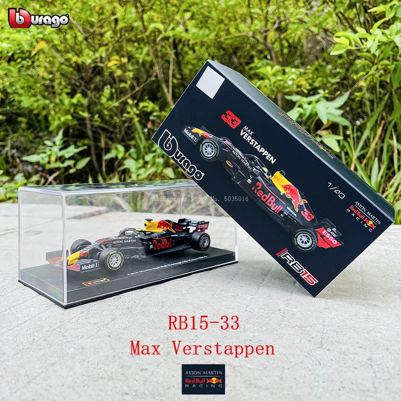Модель гоночного автомобиля Bburago 1:43 2019 F1 Red Bull Racing RB15 33 # Max Verstappen, Модель гоночного автомобиля, коллекционная игрушка из сплава, подарок
