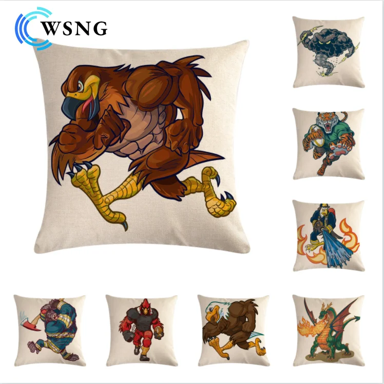 

45*45cm Cartoon Animal Pillowcase Family Sitting Room Sofa Seat Decoration Linen Cushion Cover