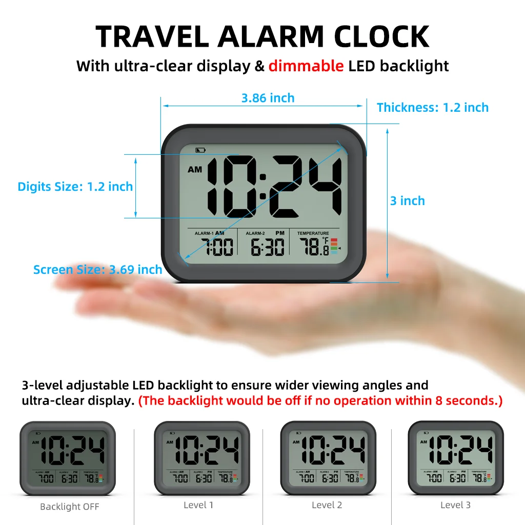 Цифровой будильник со светодиодный Ной подсветкой электронные настольные часы с