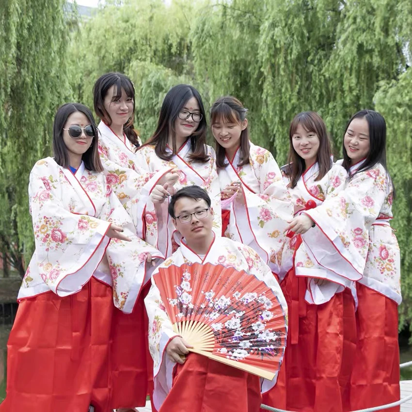 Женское традиционное китайское платье Hanfu в стиле ретро костюм Тан для народных