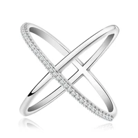 ustar simple geometric crossing x rings for women fashion jewelry cubic zirconia silver color finger wedding rings female anel