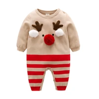 baby rompers christmas reindeer knitted newborn boys girls sweaters jumpsuits outfits for infant bebes knitwear overalls costume