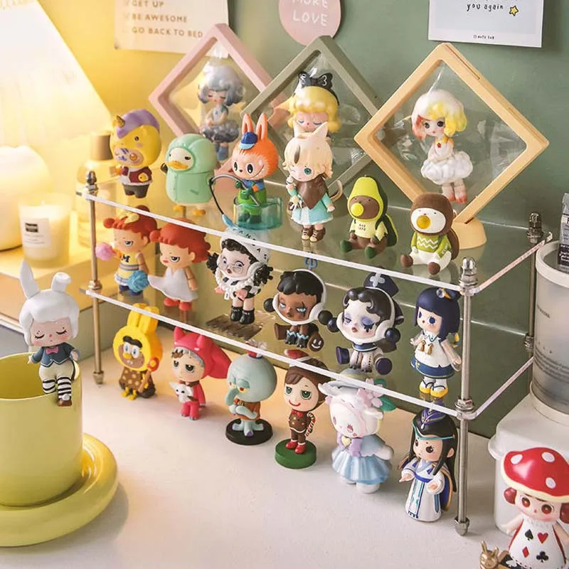 

Action Figure Toys Model Display Rack 2/3 layers Acrylic Makeup Organizer Toy Doll Clay Figurine Storage Rack Display Stand