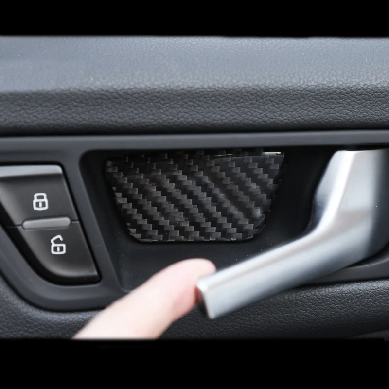 

Car Styling For Audi A4 B8 A5 Carbon Fiber Car Interior Door Handle Cover Trim Door Bowl Decorative Stickers Auto Accessories