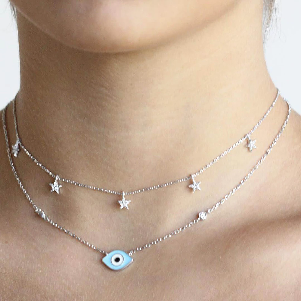 Женское колье чокер с фианитами подвеска из стерлингового серебра 925 пробы 5