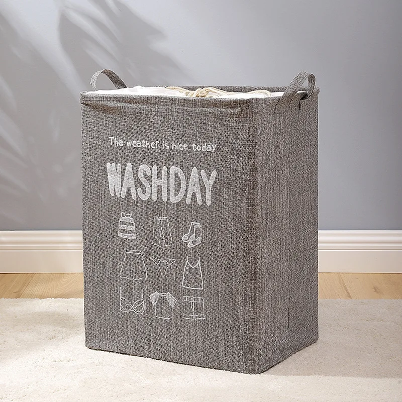 

Largesize Drawstring Dirty Clothes Basket Hemp and Cotton Storage Bundle Mouth Portable Laundry Baskets