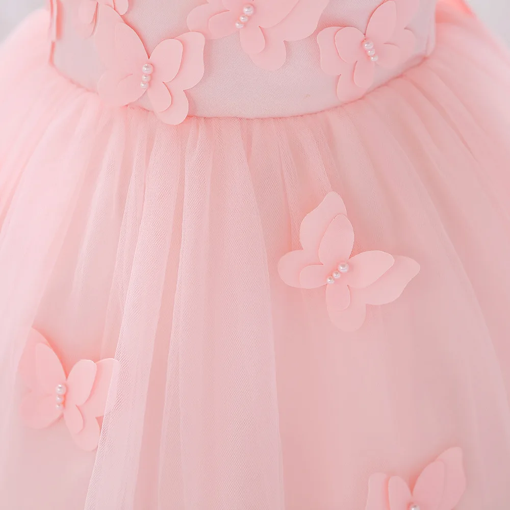 

Baby girl party dress pearl wedding dress three-dimensional butterfly princess dress baby full moon dress girls dress
