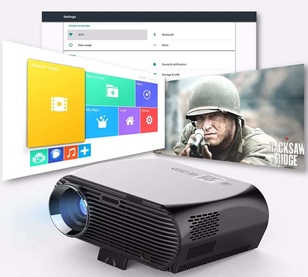 Real TV GP100 3200 Lumens Projector Amlogic S905X MSTAR V69 Android 6.0 1080P HD with gift | Электроника
