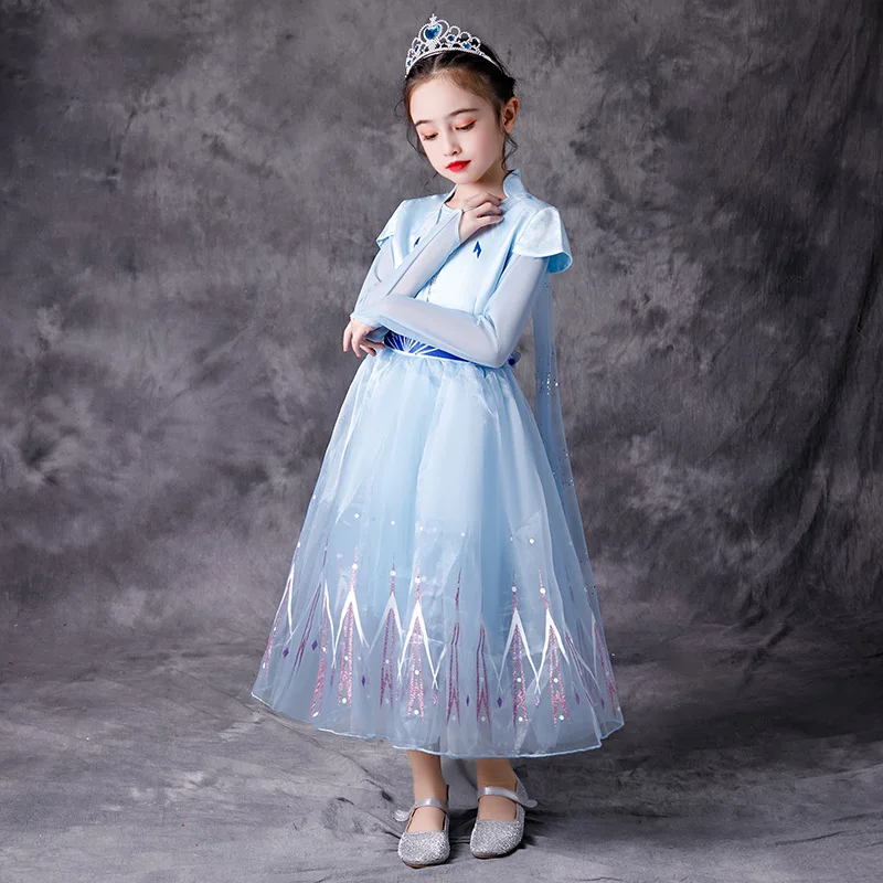 Новинка 2020 года Сказочное платье принцессы Эльзы для девочек Нарядное с героями