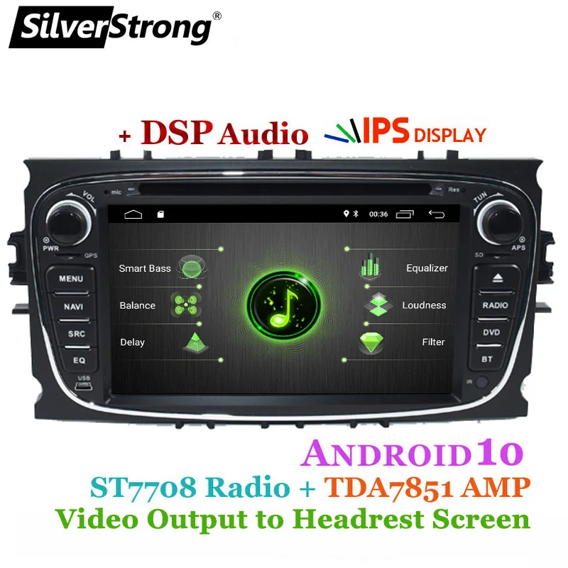 Автомобильный DVD SilverStrong 7 дюймов CarPlay 2Din Focus 2 Android10.0 для Ford FOCUS2 Galaxy Mondeo gps радио