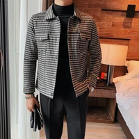 2021 men spring high quality casual jacketsmale spring and autumn plaid lapel business coatman slim fit british jackets s 3xl