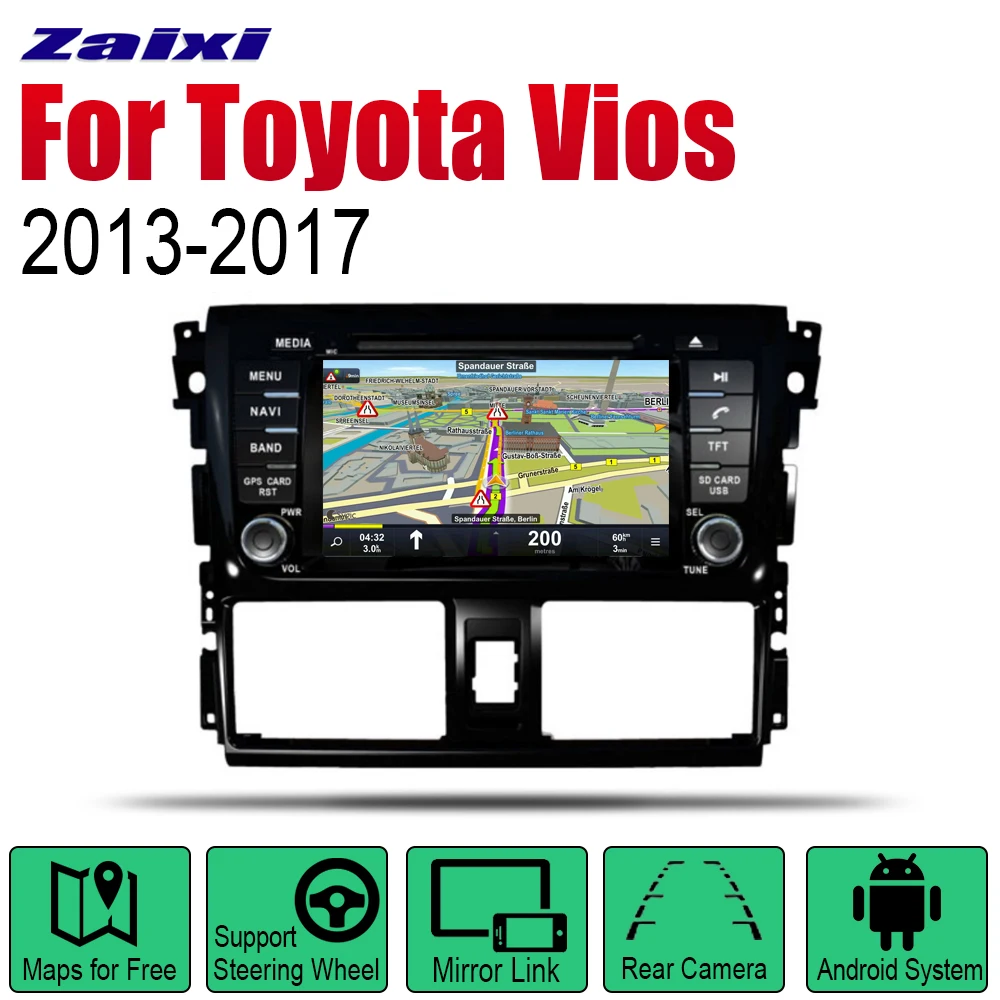 Автомагнитола ZaiXi 2 Din Android DVD для Toyota Vios 2013 ~ 2017 автомобильный мультимедийный плеер