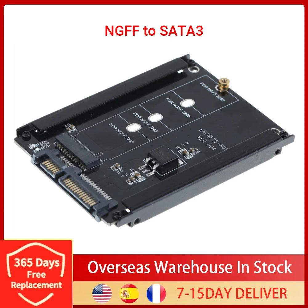 1PCS M.2 NGFF SSD To 2.5 SATA 6Gb/s Adapter Card With Enclosure Socket M2 NGFF 2230/2242/2260/2280 22PIN Adapter Dropshipping