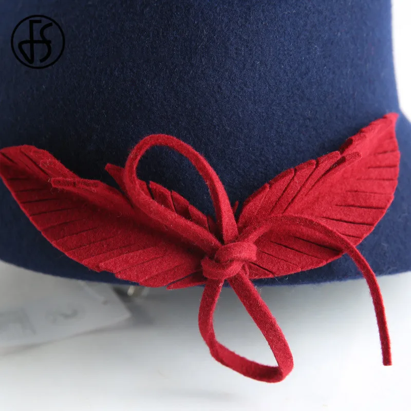 Женская шерстяная шляпка Колокол FS с широкими полями восьмиугольная из фетра