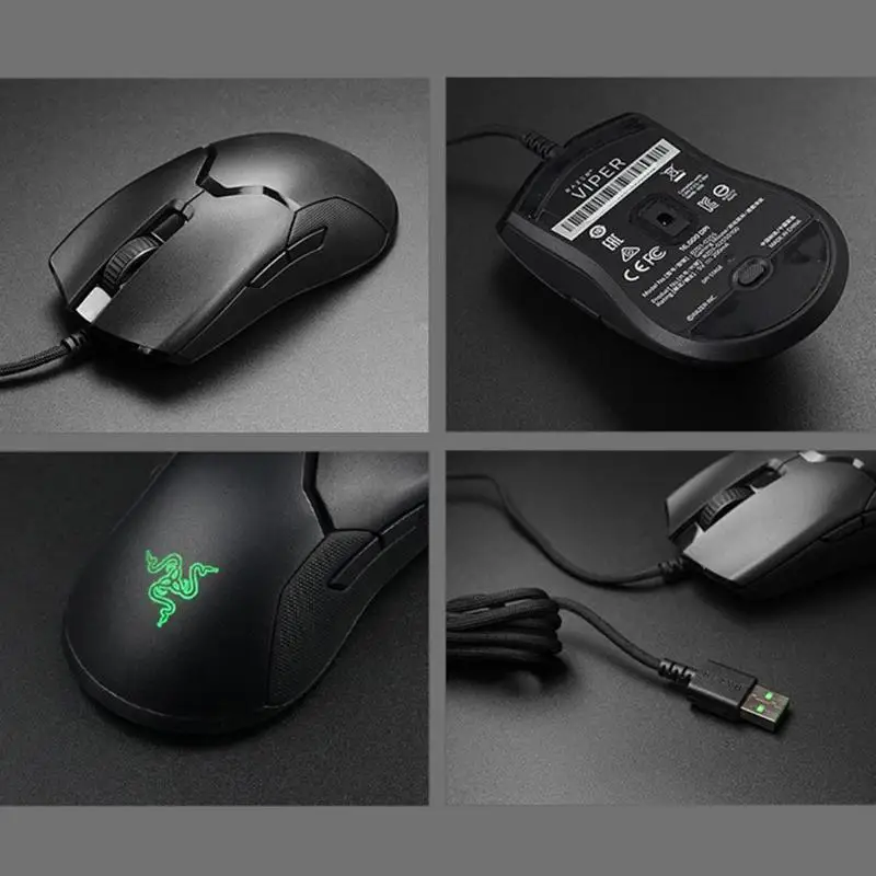 Razer Viper USB Проводная 16000 dpi Регулируемая Макросъемка RGB игра определение RGB эргономичная мышь для настольного компьютера/ноутбука Новинка