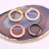 5pcsmicro pave cz round clasp goldrose goldgunblack color zirconia carabiner clasp jewelry accessories