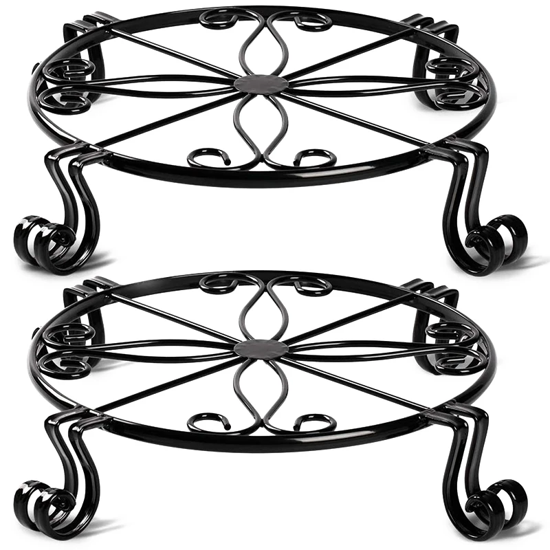 

HOT-2 Pcs Plant Stand Metal 10Inch Heavy Duty Potted Holder Indoor Outdoor Rustproof Iron Garden Container Supports Rack