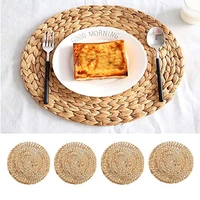 10cm natural table mat handmade water hyacinth woven placemat round braided mat heat resistant hot insulation anti skidding pad