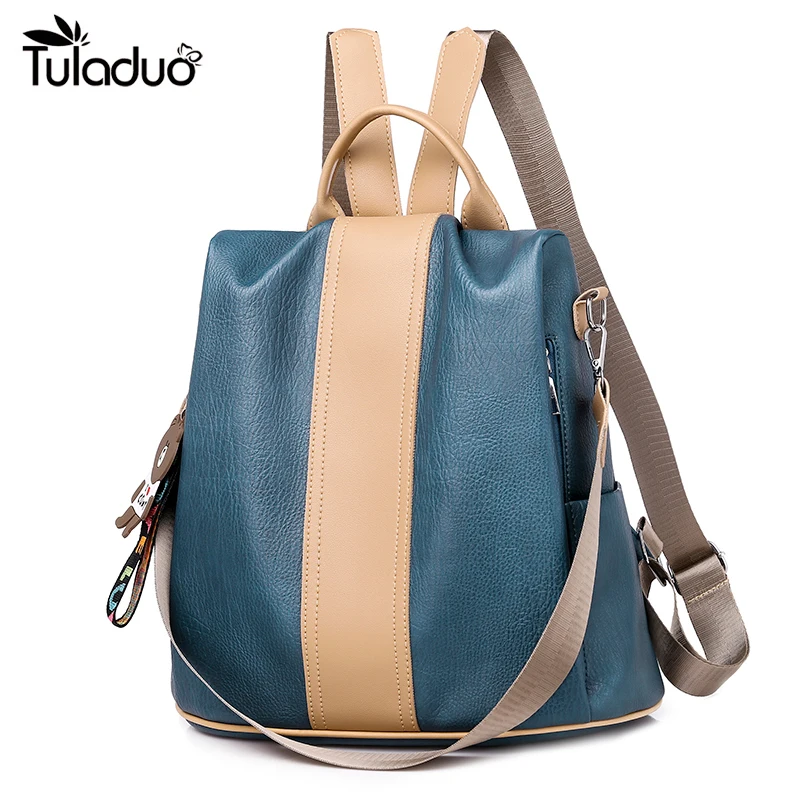 Quality Leather Anti-thief Women Backpack Large Capacity Hair Ball School Bag for Teenager girls Male Travel Bags | Багаж и сумки