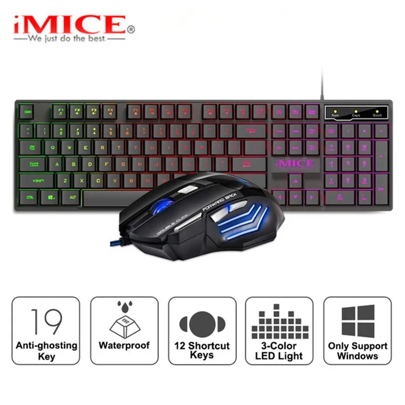 Проводная игровая клавиатура механическая с подсветкой USB 104 клавиши английская