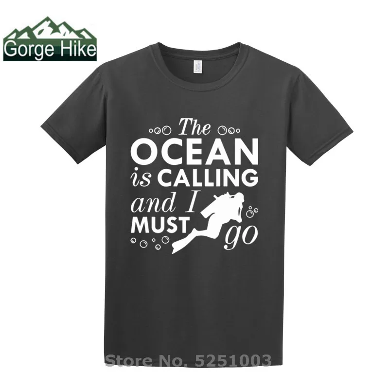 Мужская футболка с коротким рукавом Humor The Ocean Is call and I Must Go забавная аквалангом