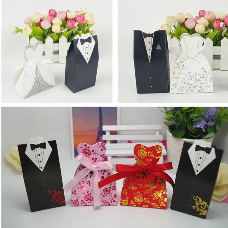 10 шт. Свадебная коробка конфет платье для невесты и жениха смокинг вечерние НКИ с