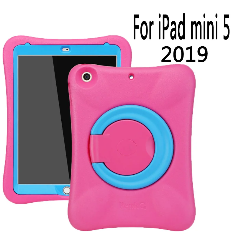 Pepkoo для iPad mini чехол mini 4 чехол EVA funda мягкая детская Противоударная подставка с поворотом на 360 градусов для iPad mini 5 Чехол couqe - Цвет: mini5Rosered