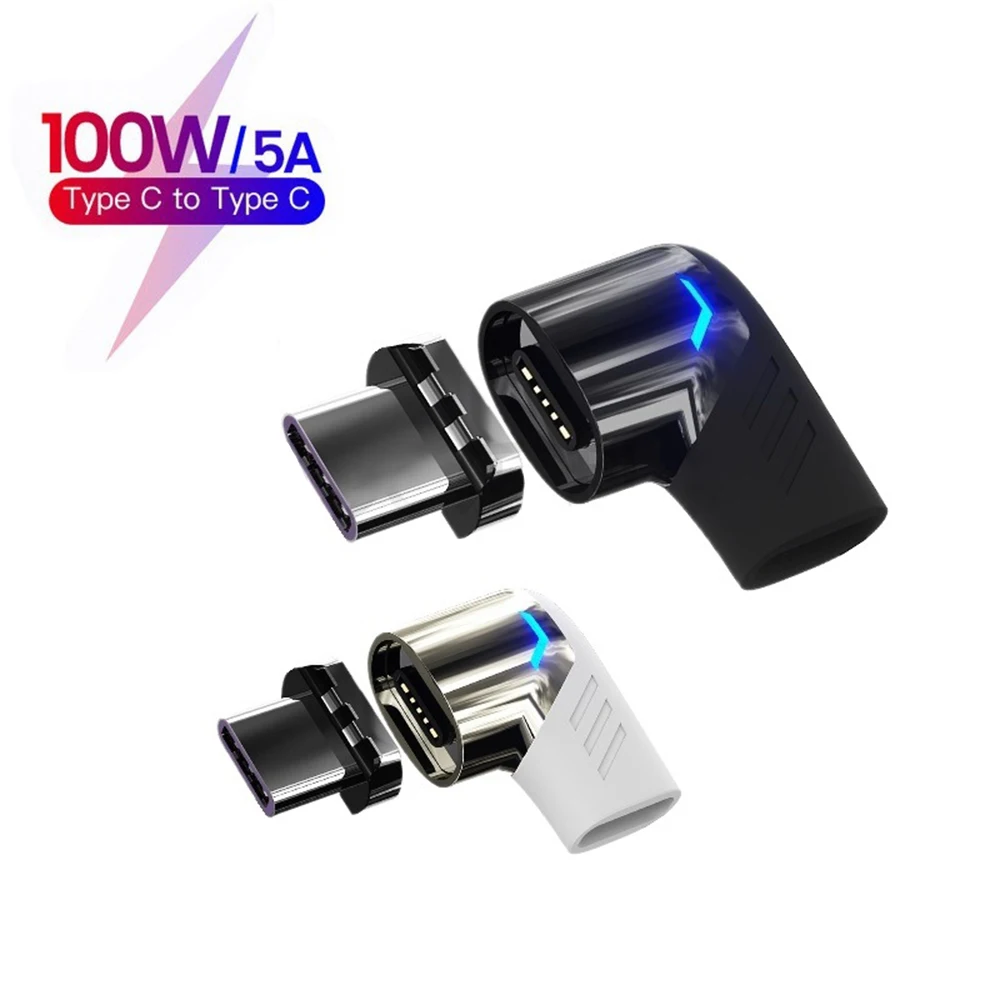 

FLOVEME Magnetic Adapter 100W USB C To Type C Cable Converter Fast Charging Magnet Adapter Right Angle Usbc Cable Connector