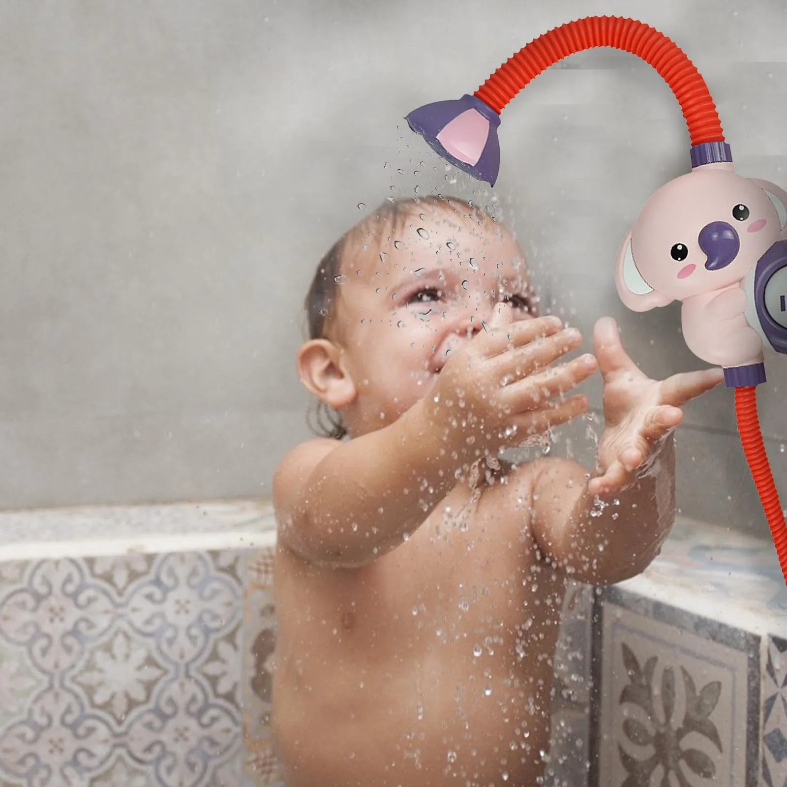 

Cute Elephant Pattern Faucet Baby Water Game Shower Head Electric Water Spray Toy for Kids Bathroom Bath Toys N50