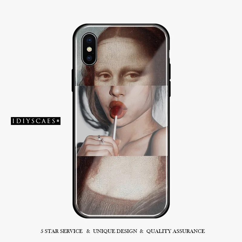 Забавный Модный мягкий силиконовый стеклянный чехол для телефона Mona Lisa Spoof iPhone SE 6