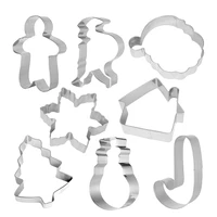8pcs christmas biscuit cake slicer mold fondant pancake mould stainless steel diy cookie cutter mould cookie make tools