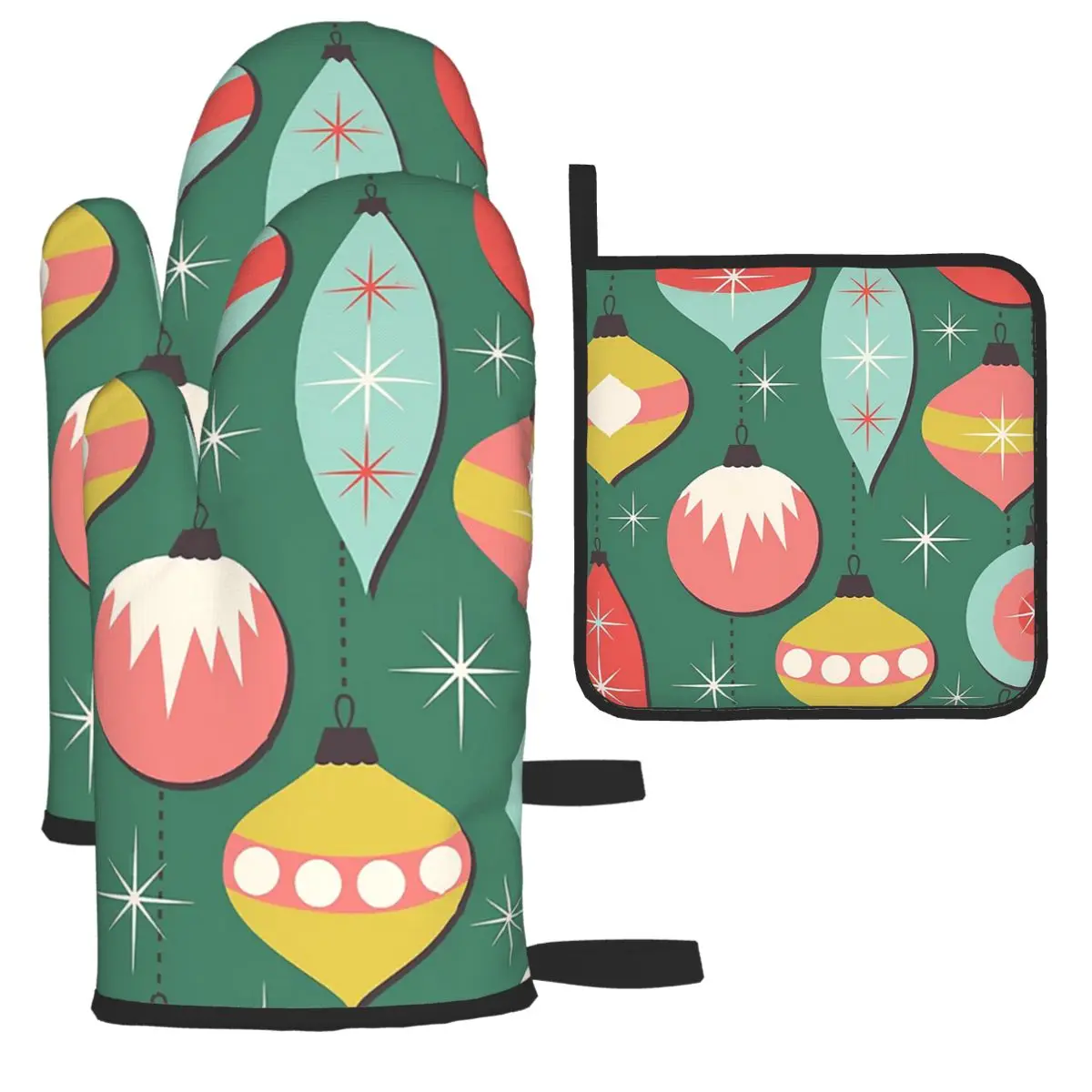 

Современные винтажные Рождественские декоративные варежки среднего века для духовки с теплоизоляцией для микроволновой печи кухонные пер...