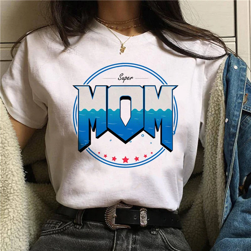 

Women 2021 Cartoon Super Mom Lov Momlife Summer Print Lady T-shirts Top T Shirt Ladies Womens Graphic Female Tee T-Shirt