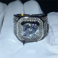 new austrian rhinestone inlaid ring engagement wedding mens ring fashion bohemian crystal inlaid accessories jewelry size 7 12