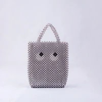 niche design pearl beaded handbag black and white eyes handmade dinner luxury bag party customizable beaded bag