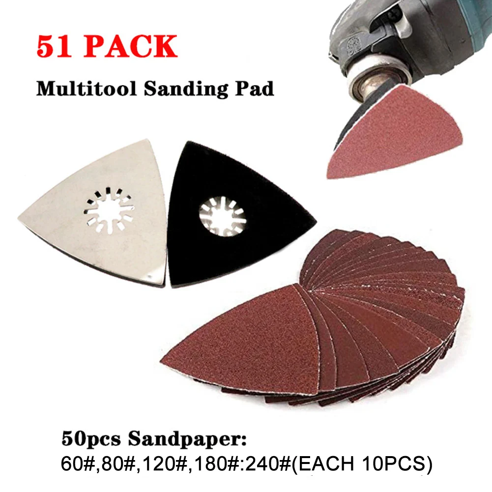 

51pcs Woodworking Sand Disc Kit ABS Triangle Sandpaper Home Polishing Durable Oscillating Multitools Portable Power Tool