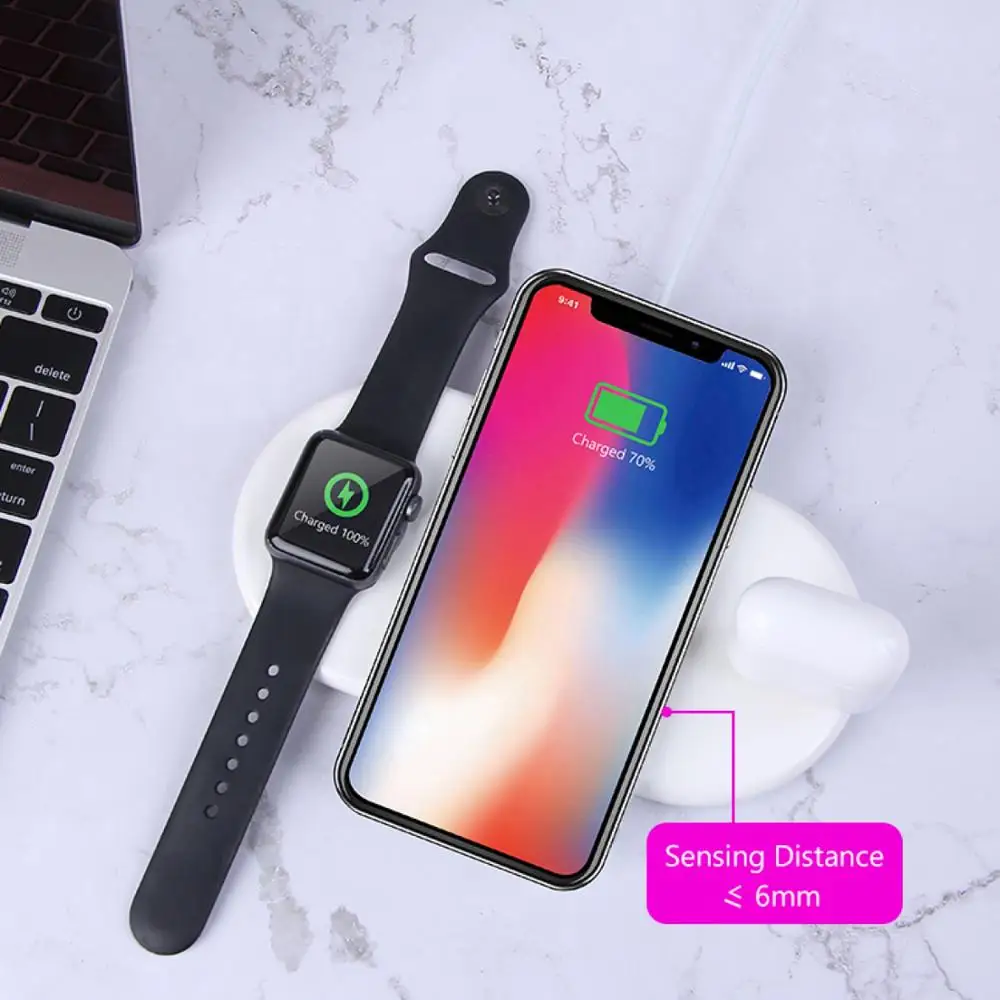 Быстрое беспроводное зарядное устройство Arc Qi 3 в 1 QC3.0 база США DockStation для Airpods Iphone X