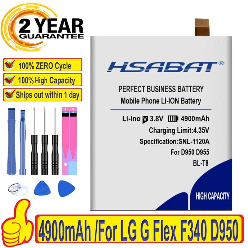100% Оригинальный аккумулятор HSABAT 4900 мАч для BL T8 LG G Flex F340 D950 D955 D956 D958 D959