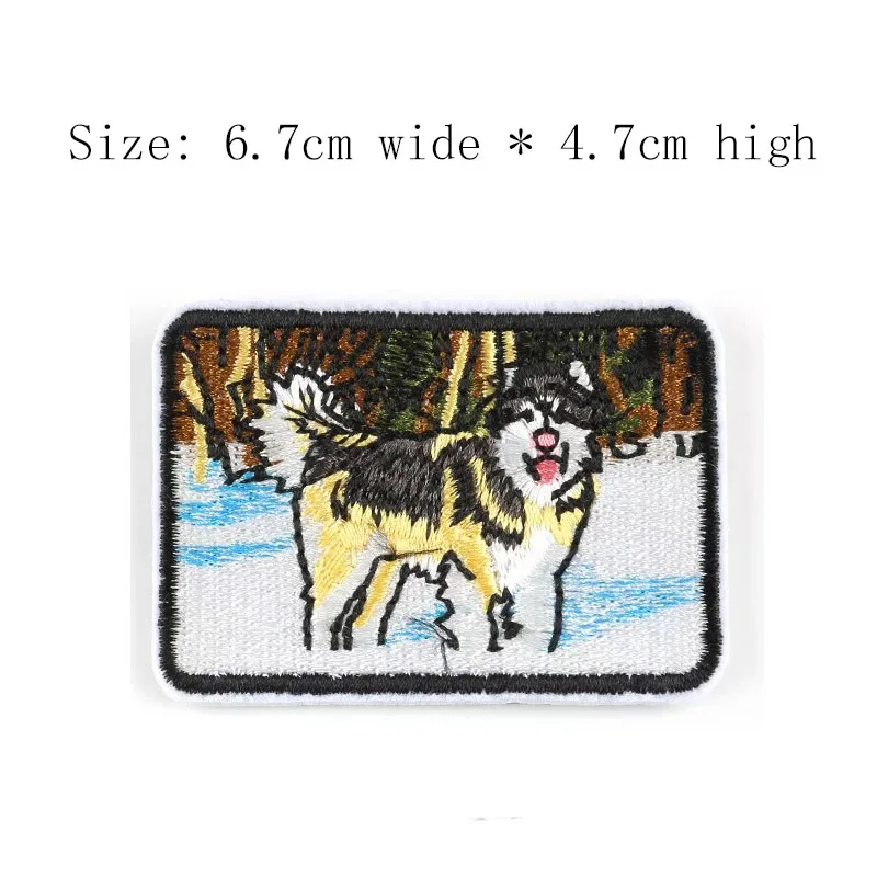 1pc grey dog embroidery patch Free shipping for left chest 6.7cm wide iron on sew DIY clothing/tongue/pet/snow/on tree | Дом и сад