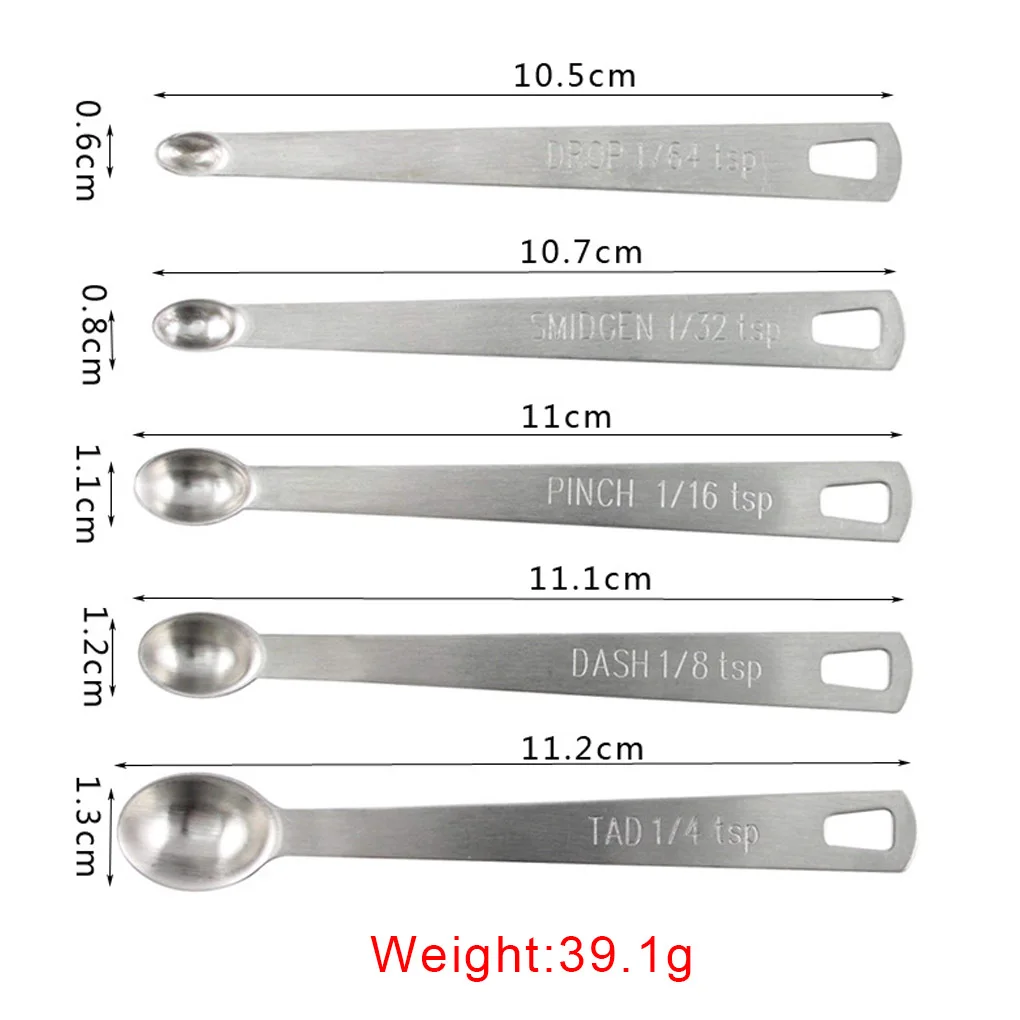 

5pcs Small Measuring Spoons Stainless Steel Seasoning Dry and Liquid Ingredients Kitchen Mearure Tools