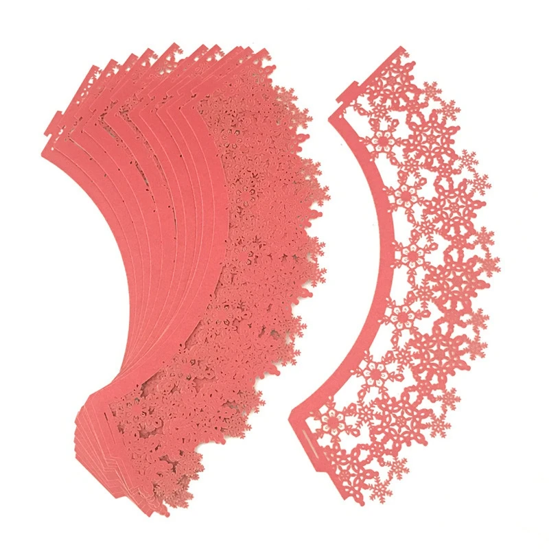 12 шт./компл. бумажные обертки для кексов Рождество Снежинка кружева выдалбливают