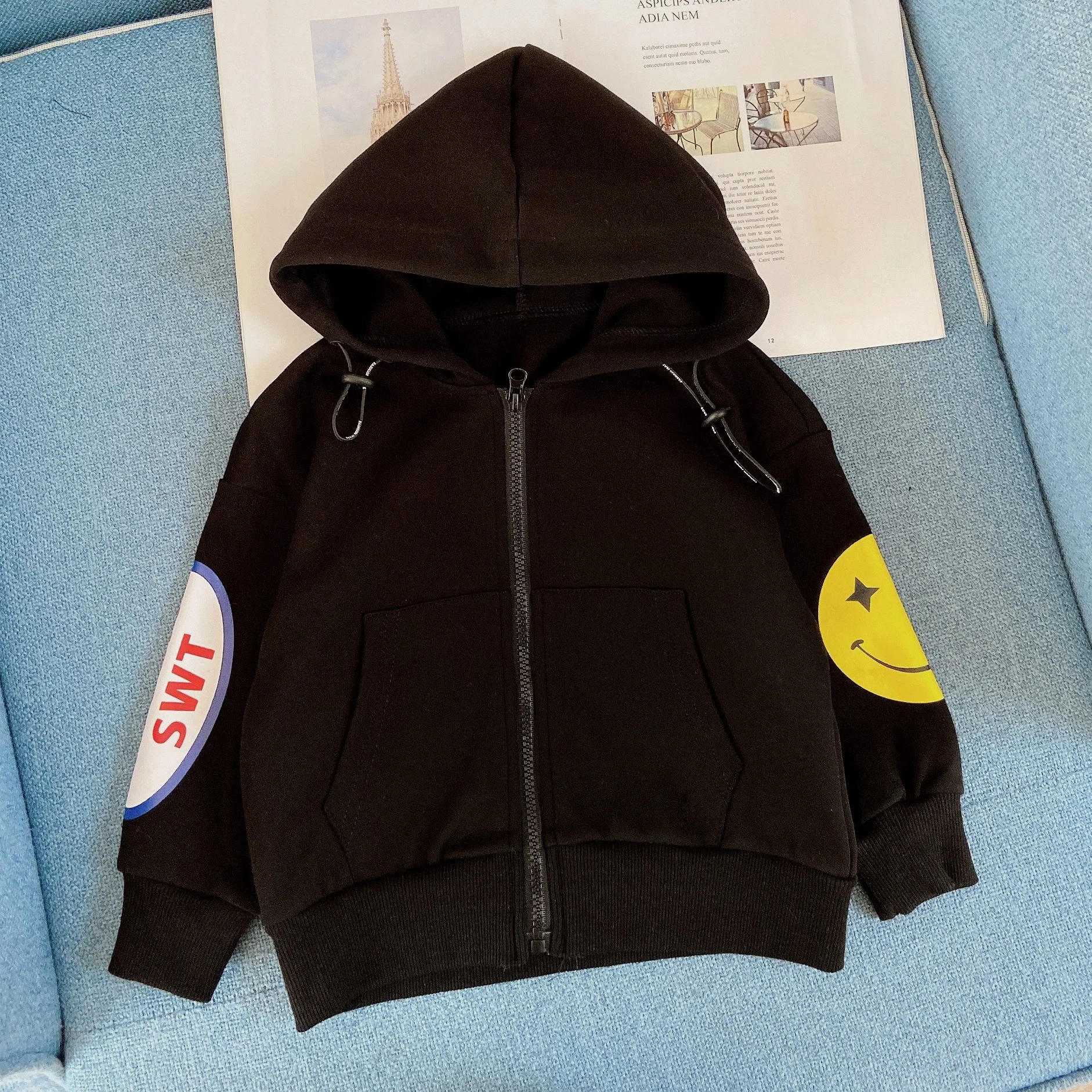 

Boys' Hooded Jacket Spring and Autumn Big Kids Children's Korean Tops Kids