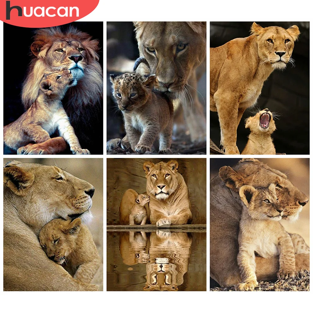 

HUACAN Diamond Painting Full Round Square Animal Rhinestones 5D DIY Diamond Embroidery Sale Lion Mosaic Handmade Gift