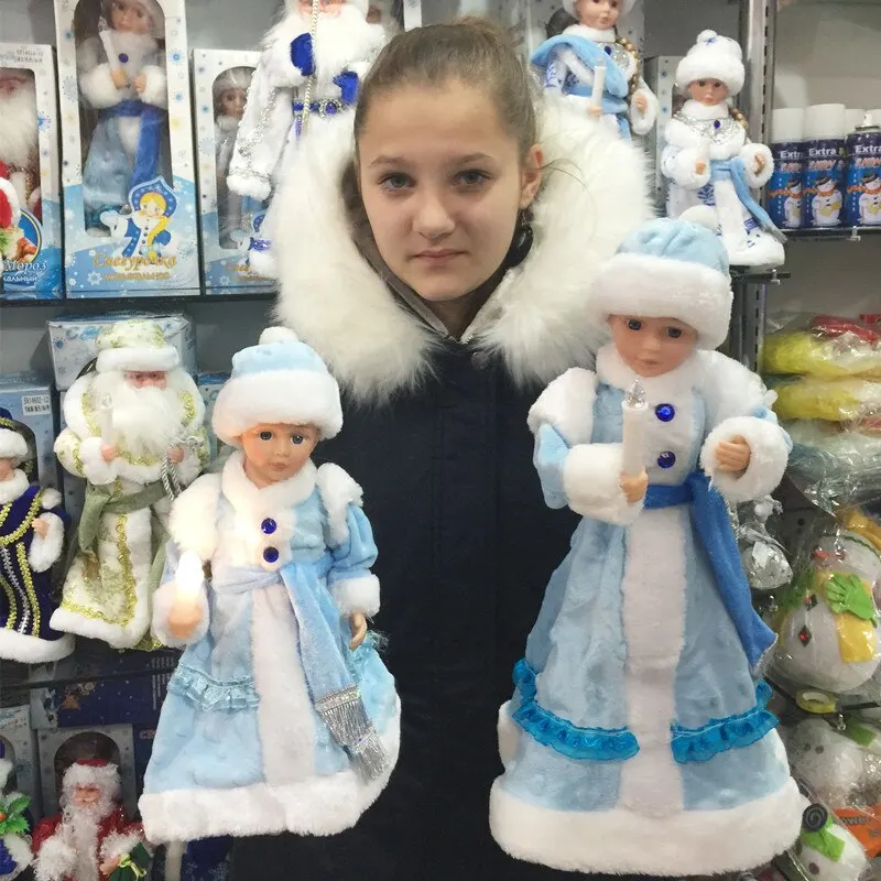 Русская версия Снежная кукла деда мороза говорящие игрушки электрическая