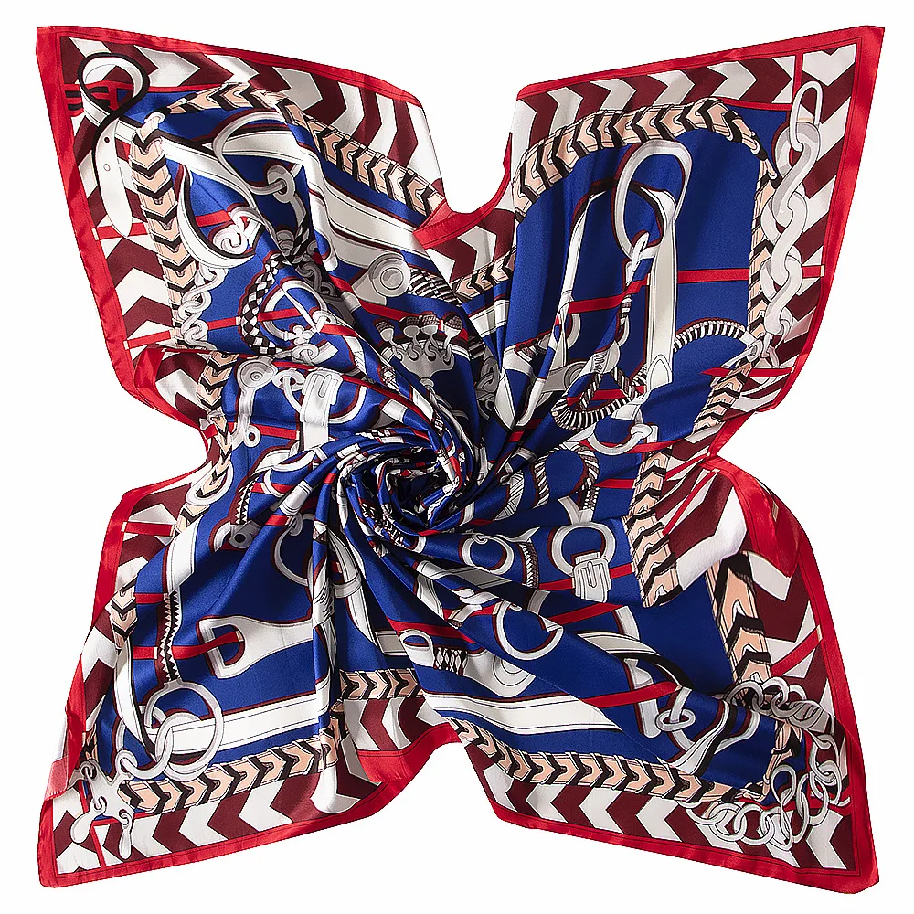 Dense color silk scarf interlocking pattern S53 100%Silk square shawl 130X130