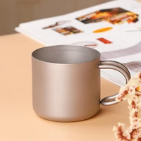 tiartisan new arrival 110ml camping titanium cup titanium double wall cup water coffee tea cup mug with foldable handle