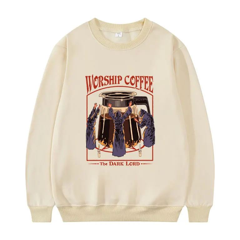 

New Worship Coffee Sweatshirt Jenny's New Friends Alien Men Women Pullover Halloween Satan Demon Graphic Sweatshirts Unisex Tops