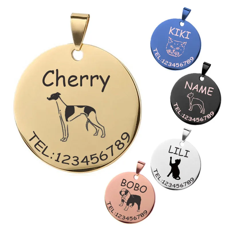 

Custom Pet ID Tag Anti-lost Dog Cat Tags Dog Collars Accessories Stainless Steel Dog Cat Tag Laser Engraved Puppy Supplies