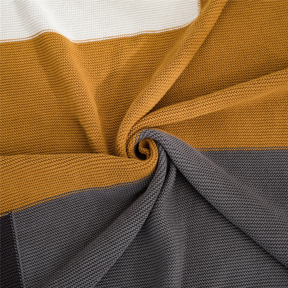 

Nordic Stitching Geometric Pattern Blanket Knitting Casual Office Rest Blankets Fashion Spring Summer Cotton Throw Blankets